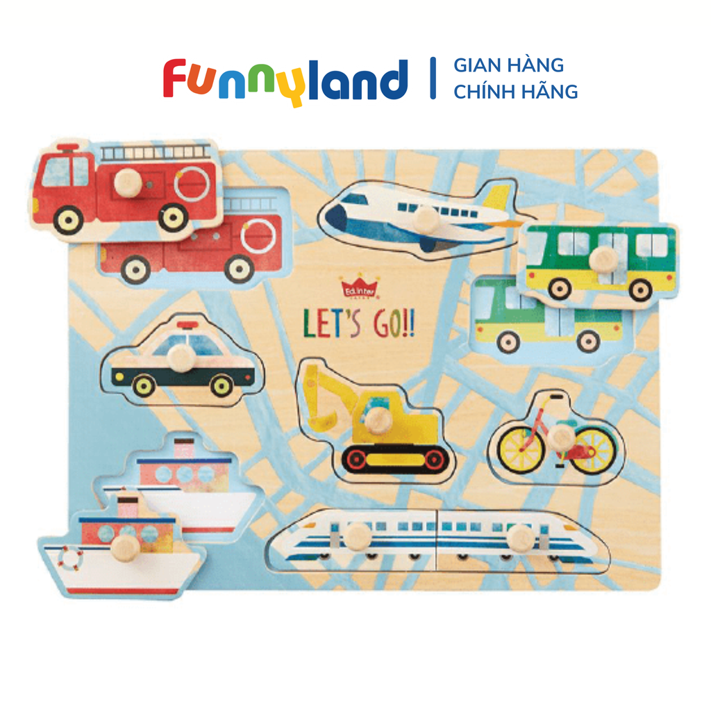 Geni - Bộ đồ chơi bằng ván ép - bộ đồ chơi phương tiện giao thông (NORIMONO PUZZLE)