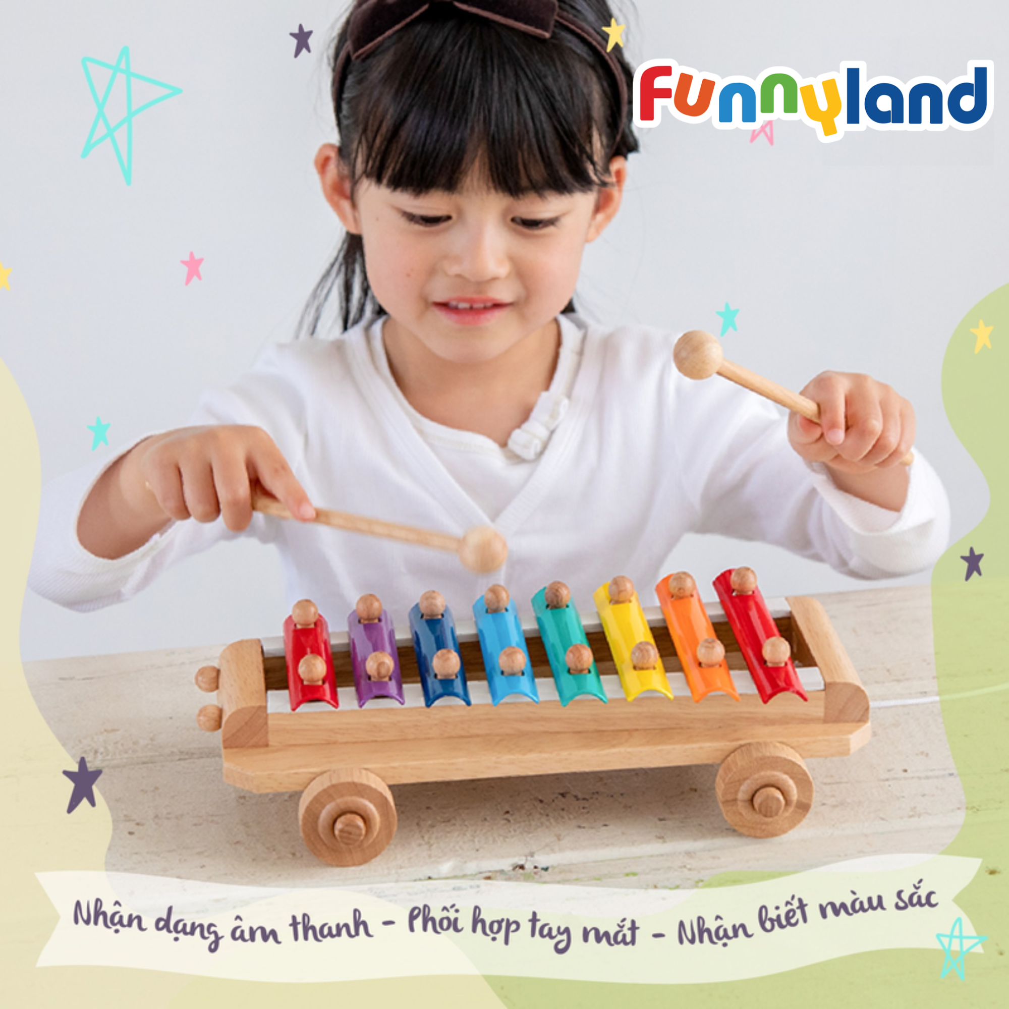  Đồ Chơi Đàn Gỗ 8 Thanh Piano Xylophone Geni 