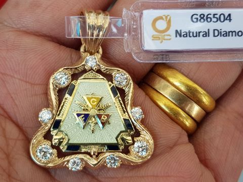  mặt dây chuyền masonic knight templar vàng 10k 