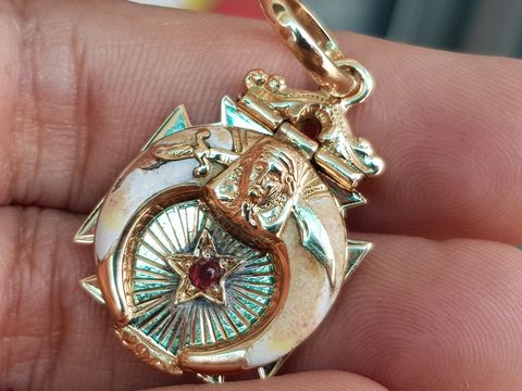  mặt dây chuyền Masonic Shriner vàng 10k độc lạ 
