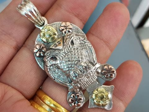  mặt dây chuyền tam khí Masonic 32 bạc 925 