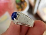 nhẫn bạc mỹ nam hột sapphire