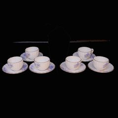 Bộ tách trà 12 chi tiết to dáng xoắn họa tiết Hoa mắt biếc