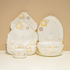 Bộ đồ ăn 15 sản phẩm họa tiết kẻ vuông Set B dành cho 4-6 người