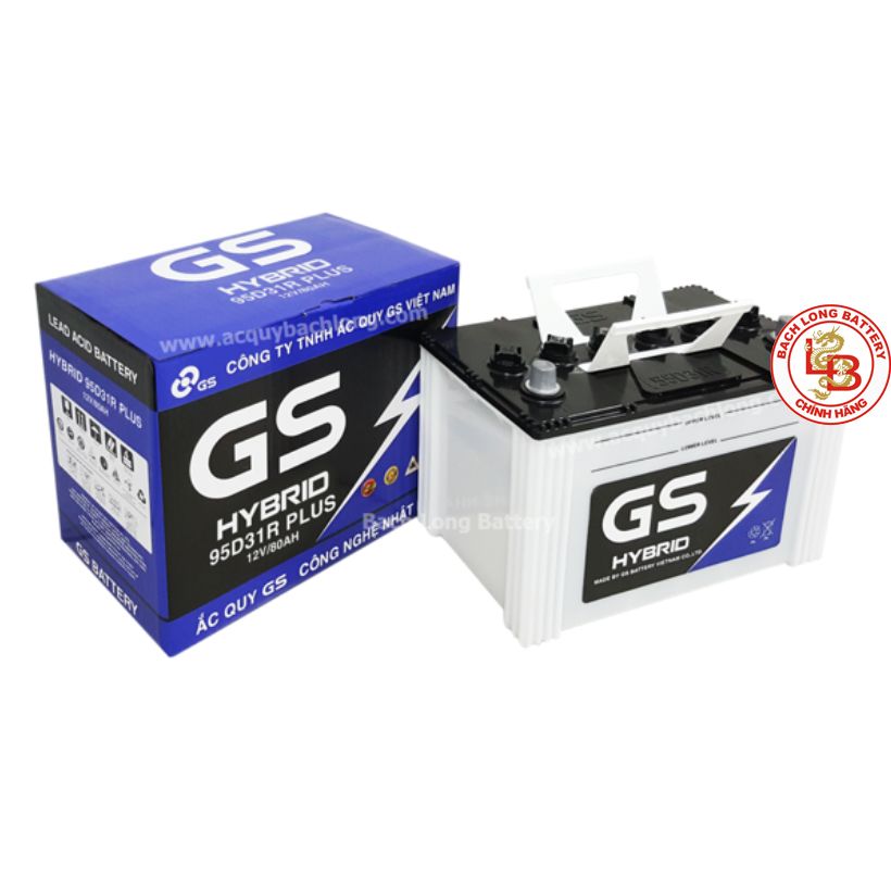  Ắc Quy GS HYBRID 95D31R PLUS (12V-80Ah) 