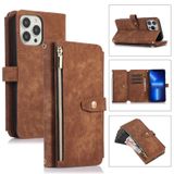  Dành cho iPhone 13 Pro Max Dream 9-Card Wallet Zipper Bag Leather Phone Case (Màu tím) 