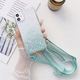  Cho iPhone 13 Pro Gradient Glitter Powder Epoxy TPU Dày Acrylic Ốp Chống Sốc Có Dây Buộc Cổ Rộng (Hồng) 