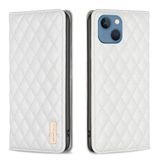  Cho iPhone 13 Diamond Lattice Magnetic Leather Flip Case (Màu tím) 