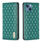  Cho iPhone 13 Diamond Lattice Magnetic Leather Flip Case (Màu tím) 