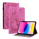  Dành cho iPad 10th Gen 10.9 2022 Bao da máy tính bảng dập hoa hồng hình bướm (Màu đỏ) 