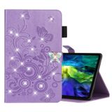  Dành cho iPad Pro 11 (2020) Diamond Butterfly Butterflies Dập nổi Mẫu máy tính bảng Da lật ngang với Chủ sở hữu & Khe cắm thẻ (Vàng) 