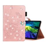  Dành cho iPad Pro 11 (2020) Diamond Butterfly Butterflies Dập nổi Mẫu máy tính bảng Da lật ngang với Chủ sở hữu & Khe cắm thẻ (Vàng) 