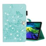  Dành cho iPad Pro 11 (2020) Diamond Butterfly Butterflies Dập nổi Mẫu máy tính bảng Da lật ngang với Chủ sở hữu & Khe cắm thẻ (Vàng) 