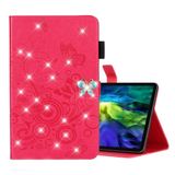  Dành cho iPad Pro 11 (2020) Diamond Butterfly Butterflies Dập nổi Mẫu máy tính bảng Da lật ngang với Chủ sở hữu & Khe cắm thẻ (Vàng) 