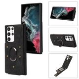  Dành cho Samsung Galaxy S23 Ultra 5G Armor Ring Wallet Back Cover Phone Case (Đỏ rượu vang) 