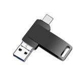  16 GB USB 3.0 + 8 Pin + USB-C / Loại-C 3 trong 1 Điện thoại Máy tính kim loại có thể xoay U-Disk (Đen) 