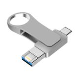  16GB USB 3.0 + 8 Pin + USB-C / loại C 3 trong 1 Máy tính di động Metal U-Disk (Đen) 