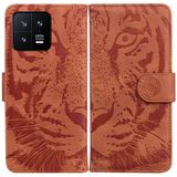  Đối với Bao da điện thoại Xiaomi 13 5G Tiger Embossing Pattern (Nâu) 