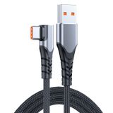  6A 66W USB sang USB-C / loại C Elbow Điện thoại di động Cáp dữ liệu nhanh, Độ dài: 1m (Đen) 