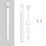  2 Bộ Vỏ bảo vệ silicon 4 trong 1 bút stylus + Dây chống mất + Bộ nắp đậy đôi cho Bút chì Apple 1 (Ngọc trắng) 