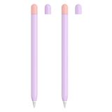 2 Bộ vỏ bảo vệ silicon 5 trong 1 bút stylus + nắp bút hai màu + 2 Ốp lưng Nib Đặt cho Apple Pencil 2 (Hoa oải hương) 