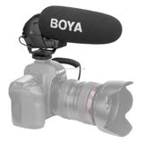  BOYA BY-BM3031 Micrô phát sóng ngưng tụ siêu điện tử Shotgun có kính chắn gió cho máy ảnh DSLR Canon / Nikon / Sony (Đen) 