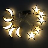  1.65m 10 đèn USB Model LED Star Moon Light String Eid Al-Adha Mặt dây chuyền trang trí (Trắng-Trắng) 