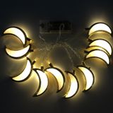  1.65m 10 đèn Mô hình pin LED Star Moon Light Chuỗi Eid Al-Adha Mặt dây chuyền trang trí (Trắng-Trắng) 