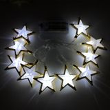  1.65m 10 đèn Mô hình pin LED Star Moon Light Chuỗi Eid Al-Adha Mặt dây chuyền trang trí (Trắng-Trắng) 