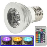  Đèn LED RGB 3W E27 siêu sáng điều khiển từ xa, AC 85-265V, Ánh sáng: 240-270lm 