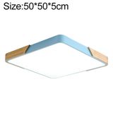  Đèn trần gỗ Macaron LED vuông, ánh sáng 3 màu, kích thước: 50 cm (màu xanh) 