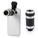  Ống kính camera tele kính viễn vọng phổ quát 8X với clip nụ cười (màu đen) 