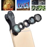  Apexel APL-DG5 5 trong 1 Ống kính macro 15x phổ quát + Ống kính góc rộng 0,63x + Ống kính Fisheye 198 độ + Ống kính tele 2X + Ống kính CPL, Đối với iPhone, Samsung, Huawei, Xiaomi, HTC và các điện thoại thông minh khác, máy ảnh kỹ thuật số siêu mỏng 