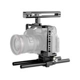  Bộ ổn định lồng máy quay phim YELANGU C18 YLG0915A-C có tay cầm & giá đỡ thanh ray cho Panasonic Lumix DC-S1H / DC-S1 / DC-S1R (Đen) 
