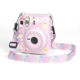  Đối với FUJIFILM instax mini 12 Hộp đựng máy ảnh acrylic cứng pha lê có dây đeo vai (Hoa cúc tím DIY) 