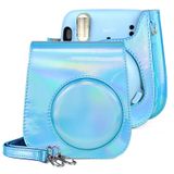  Aurora màu da túi máy ảnh toàn thân có dây đeo vai cho fujifilm instax mini 11 (màu xanh) 