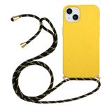  Dành cho iPhone 15 Chất liệu rơm lúa mì + Ốp điện thoại TPU có dây buộc (Màu vàng) 