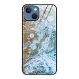  Dành cho iPhone 15 Ốp điện thoại bảo vệ bằng kính hoa văn bằng đá cẩm thạch (Bãi biển) 