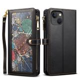  Dành cho iPhone 15 ESEBLE Star Series Lanyard Zipper Wallet Bao da RFID (Nâu) 