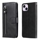  Dành cho iPhone 15 Plus Fashion Calf Texture Zipper Leather Case (Nâu) 