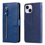  Dành cho iPhone 15 Plus Fashion Calf Texture Zipper Leather Case (Nâu) 
