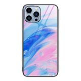  Dành cho iPhone 15 Pro Max Ốp điện thoại bảo vệ bằng kính hoa văn bằng đá cẩm thạch (Blue Ocean) 