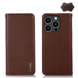  Dành cho iPhone 15 Pro Max KHAZNEH Nappa Top Layer Leather Phone Case (Nâu) 