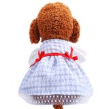  Dog Cat Spring And Summer Clothes Pet Skirt, Size: M(Red Ribbon Blue Griffine Skirt) 