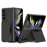  Dành cho Samsung Galaxy Z Fold5 5G Da chính hãng Khe cắm thẻ Da trơn Ốp lưng Vỏ điện thoại (Chất lượng bạc) 