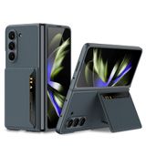  Dành cho Samsung Galaxy Z Fold5 5G Da chính hãng Khe cắm thẻ Da trơn Ốp lưng Vỏ điện thoại (Chất lượng bạc) 