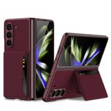  Dành cho Samsung Galaxy Z Fold5 5G Da chính hãng Khe cắm thẻ Da trơn Ốp lưng Vỏ điện thoại (Chất lượng bạc) 