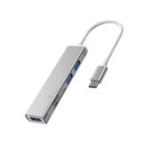  5 trong 1 Type-C đến Khe cắm thẻ nhớ SD / TF + 3 cổng USB HUB đế cắm đa chức năng (Xám) 