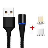  2 trong 1 3A USB sang Micro USB + Sạc nhanh USB-C / Type-C + Truyền dữ liệu 480Mbps Điện thoại di động Hút từ tính Cáp dữ liệu sạc nhanh, Chiều dài cáp: 1m (Đỏ) 