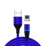  3A USB to USB-C / Type-C Sạc nhanh + Truyền dữ liệu 480Mbps Điện thoại di động Hút từ tính Cáp dữ liệu sạc nhanh, Chiều dài cáp: 2m (Xanh lam) 